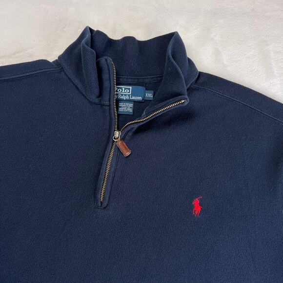 Polo Ralph Lauren Vintage 1/4 Zip Ribbed Sweater Pullover Men's size XXL - Picture 4 of 7